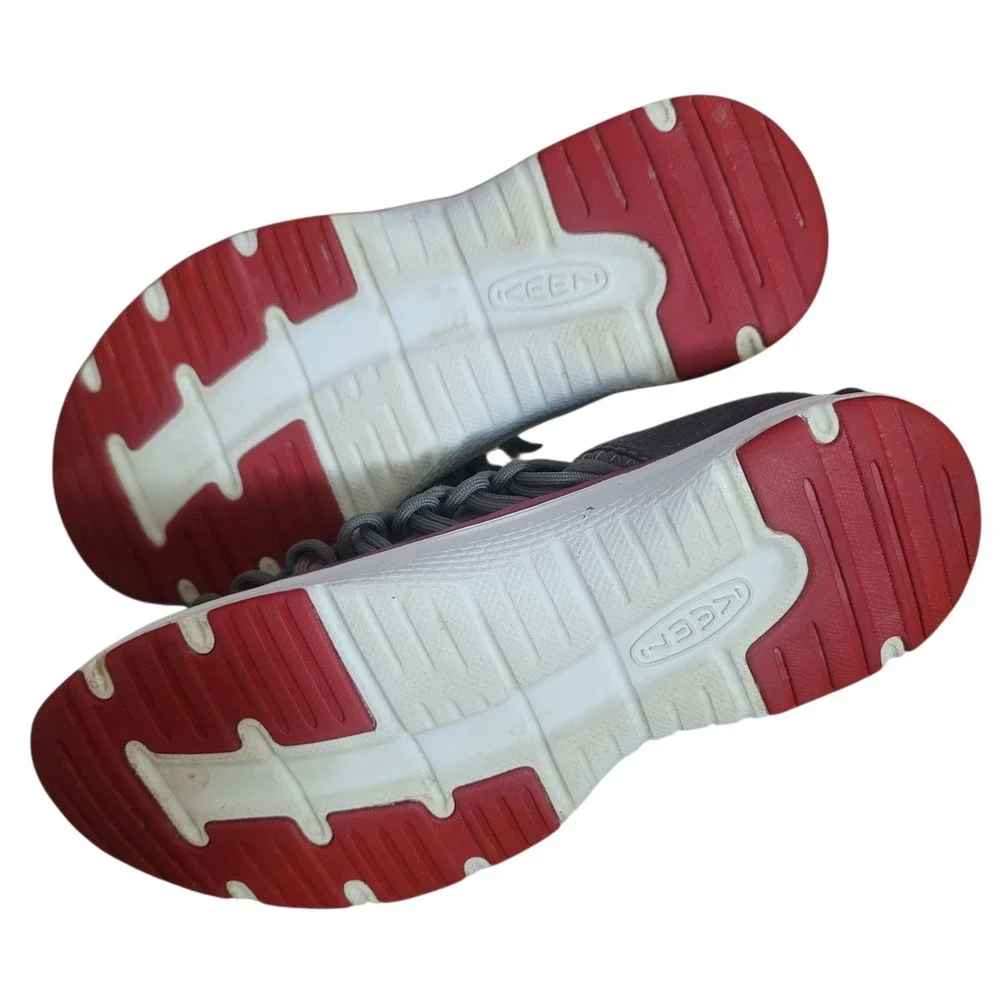 Keen Uneek O2 Kids Sz 3 Grey Red Braided Cord Lace‎ Up Athletic Sandals Shoes